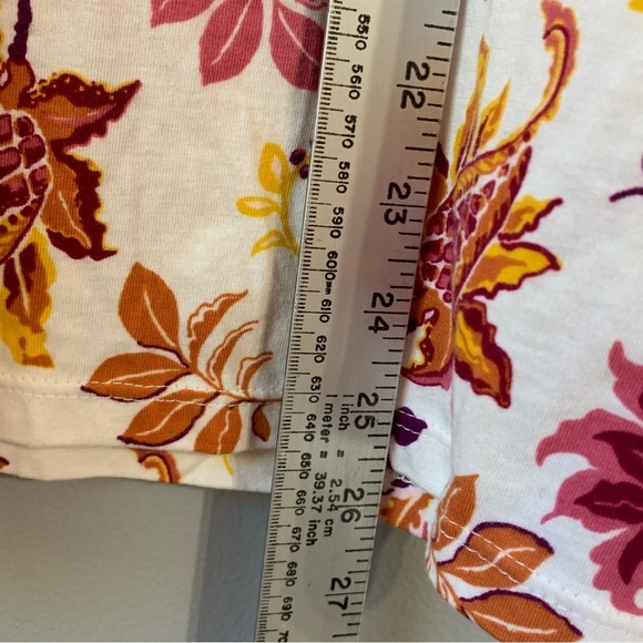 Talbots cotton cream split crewneck with long sleeve with Fall print. EUC Size L - Picture 7 of 9